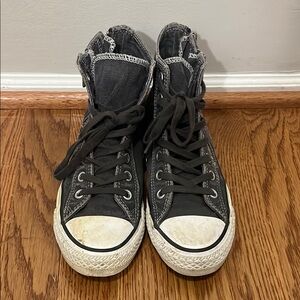 Converse Black High-Top Sneakers with White Accents and Zippers